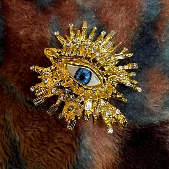 Surrealism Blue Eyes Baroque Eyes Adjustable Ring - Picture 4 of 10